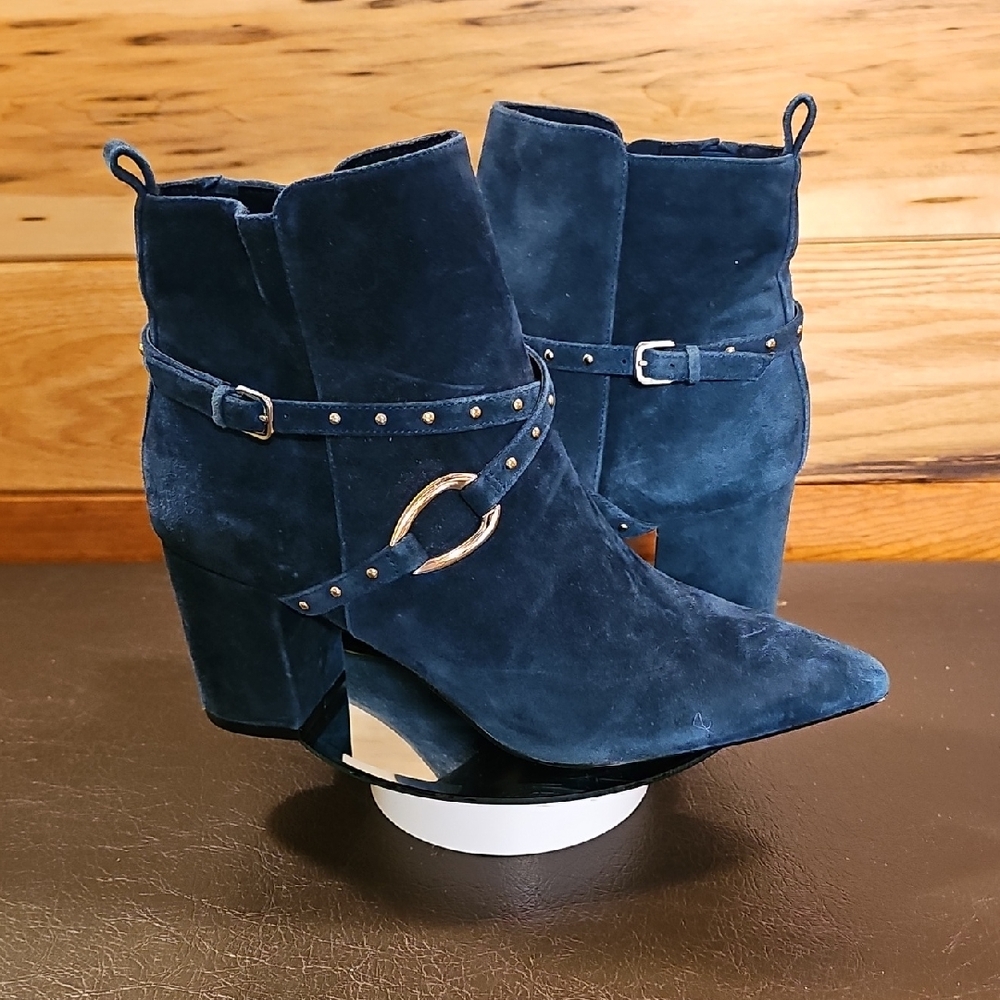 White House Black Market Navy Blue Heeled Ankle Boots